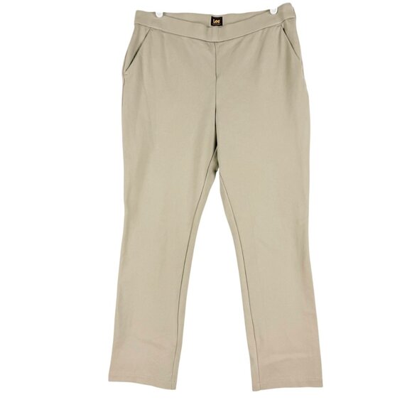 Lee Women's Zip Side Slash Pockets Straight Mid Rise Stretch Tan Pants Size 10 - Picture 1 of 10